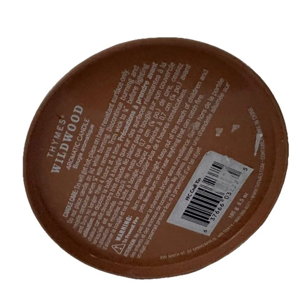 THYMES‎ WILDWOOD FIDDLEHEAD FERN & CRABAPPLE FRAGRANCE CANDLE~METAL TIN 6.5 OZ